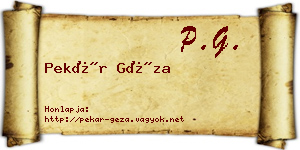 Pekár Géza névjegykártya