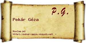 Pekár Géza névjegykártya