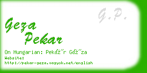 geza pekar business card